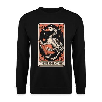 The Reader Goose T-Shirt - Unisex Pullover - Schwarz - Vorne - Alina (178cm) & Michal (187cm)