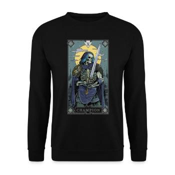 Carte de tarot Champion Guerrier squelette - Sweat-shirt Unisexe - noir - Devant - Alina (178cm) & Michal (187cm)