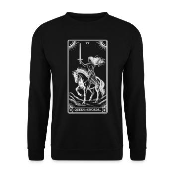 Queen of Swords Tarot Card - Unisex Sweatshirt - black - Front - Alina (178cm) & Michal (187cm)