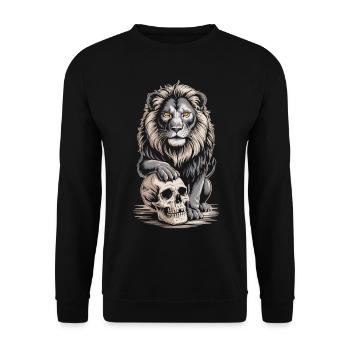 Lion avec crâne - Sweat-shirt Unisexe - noir - Devant - Alina (178cm) & Michal (187cm)
