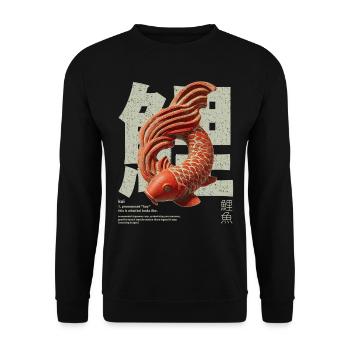Poisson Koi japonais – Bonheur et transformation - Sweat-shirt Unisexe - noir - Devant - Alina (178cm) & Michal (187cm)