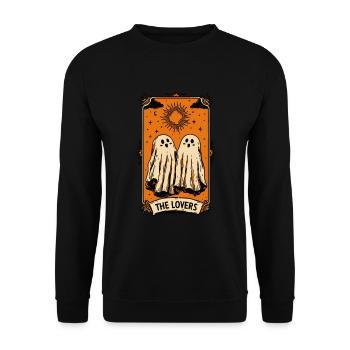 Halloween Tarot Card The Lovers – Ghost Couple - Unisex Sweatshirt - black - Front - Alina (178cm) & Michal (187cm)
