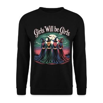 Girls Will Be Girls Witches Halloween Shirt - Unisex Sweatshirt - black - Front - Alina (178cm) & Michal (187cm)