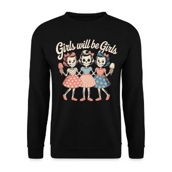Eis essende Skelett Girls - Unisex Pullover - Schwarz - Vorne - Alina (178cm) & Michal (187cm)