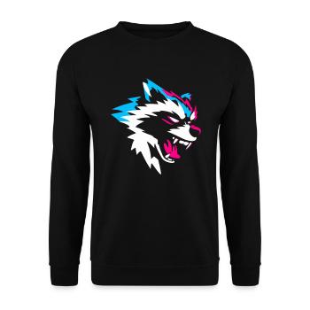 Neon Wolf Kopf – Aggressives Gaming Design - Unisex Pullover - Schwarz - Vorne - Alina (178cm) & Michal (187cm)