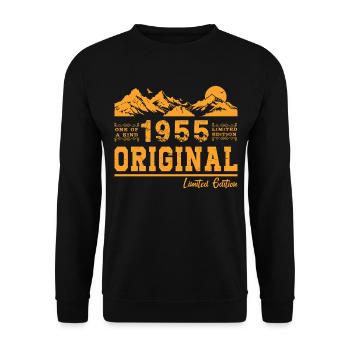 1955 Geburtstag 1955 Jahrgang Geburtstag 1955 - Unisex Pullover - Schwarz - Vorne - Alina (178cm) & Michal (187cm)