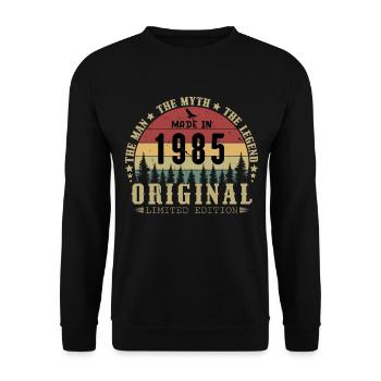 1985 Vintage Original 1985 Geburtstagsgeschenk - Unisex Pullover - Schwarz - Vorne - Alina (178cm) & Michal (187cm)