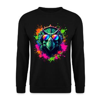 Triceratops DJ Dino Fans Neon Graffiti Style - Sweat-shirt Unisexe - noir - Devant - Alina (178cm) & Michal (187cm)