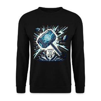 Design viking avec des runes mystiques Marteau Thor - Sweat-shirt Unisexe - noir - Devant - Alina (178cm) & Michal (187cm)