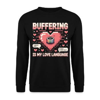 Pixel Herz Ladebalken - Unisex Pullover - Schwarz - Vorne - Alina (178cm) & Michal (187cm)