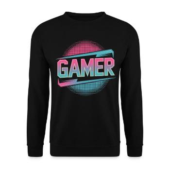 Gamer 80er Jahre Shirt - Unisex Pullover - Schwarz - Vorne - Alina (178cm) & Michal (187cm)