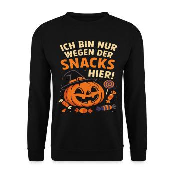 Halloween Pumpkin Saying Snacks Party - Unisex Sweatshirt - black - Front - Alina (178cm) & Michal (187cm)