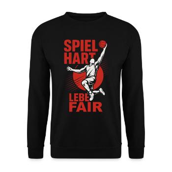 Basketball Spiel Hart Lebe Fair Motivation Sport - Unisex Pullover - Schwarz - Vorne - Alina (178cm) & Michal (187cm)