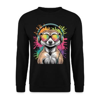 Dj Meerkat with Sunglasses T-Shirt - Unisex Sweatshirt - black - Front - Alina (178cm) & Michal (187cm)