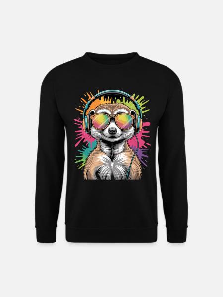 Dj Erdmännchen mit Sonnenbrille T-Shirt - Unisex Pullover - Schwarz