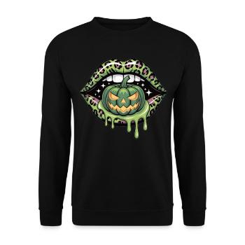 Leopard Lips Halloween - Unisex Sweatshirt - black - Front - Alina (178cm) & Michal (187cm)