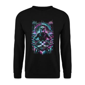 DJ futuriste Neon Techno EDM Party Festival - Sweat-shirt Unisexe - noir - Devant - Alina (178cm) & Michal (187cm)