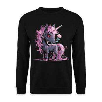 Dark Fantasy Unicorn with Rose Shirt - Unisex Sweatshirt - black - Front - Alina (178cm) & Michal (187cm)