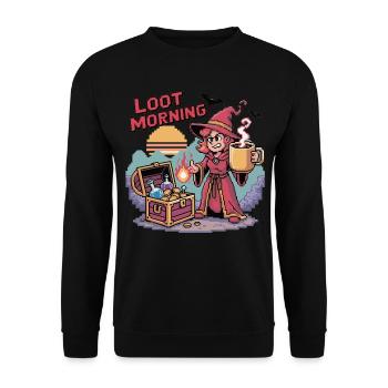 Coffee Mug Sorceress Loot Morning Gamer Girl - Unisex Sweatshirt - black - Front - Alina (178cm) & Michal (187cm)
