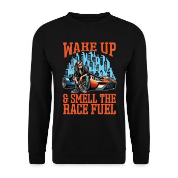 Car Racing Wake Up & Smell Race Track Car Lover - Unisex Sweatshirt - black - Front - Alina (178cm) & Michal (187cm)