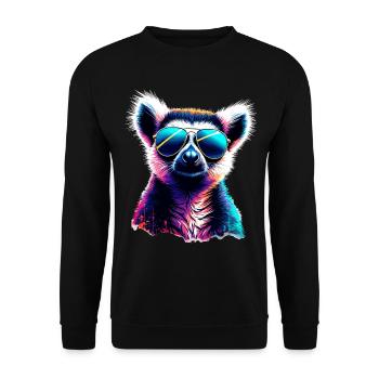 Dj Lemur mit Sonnenbrille T-Shirt - Unisex Pullover - Schwarz - Vorne - Alina (178cm) & Michal (187cm)