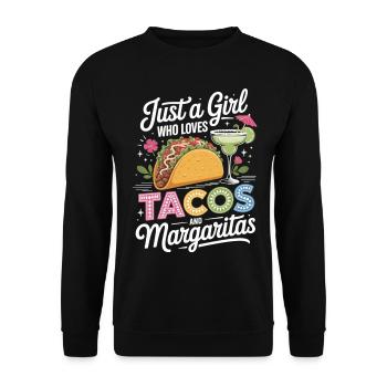 Tacos und Margaritas T-Shirt - Unisex Pullover - Schwarz - Vorne - Alina (178cm) & Michal (187cm)