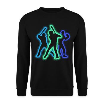 Baseball Baseballer Silhouettes Joueur de Baseball - Sweat-shirt Unisexe - noir - Devant - Alina (178cm) & Michal (187cm)