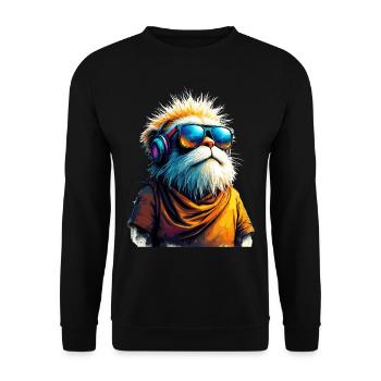Dj Erdmännchen mit Sonnenbrille T-Shirt - Unisex Pullover - Schwarz - Vorne - Alina (178cm) & Michal (187cm)