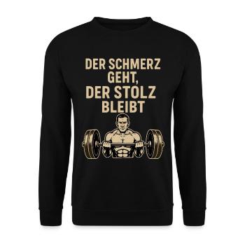 Fitness Schmerz Trainingsshirt für Bodybuilder - Unisex Pullover - Schwarz - Vorne - Alina (178cm) & Michal (187cm)