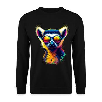 Dj Lemur mit Sonnenbrille T-Shirt - Unisex Pullover - Schwarz - Vorne - Alina (178cm) & Michal (187cm)