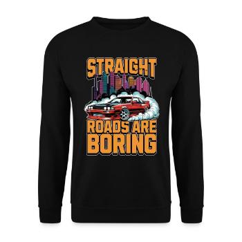 Car Racing Straight Roads Are Boring Race Track - Unisex Sweatshirt - black - Front - Alina (178cm) & Michal (187cm)