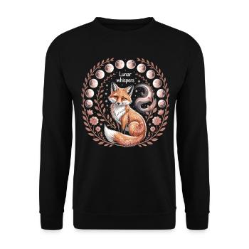 Mystic Fox Moon Phases Shirt - Unisex Sweatshirt - black - Front - Alina (178cm) & Michal (187cm)