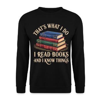 Bücherwurm Lesen Macht Schlau T-Shirt - Unisex Pullover - Schwarz - Vorne - Alina (178cm) & Michal (187cm)