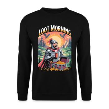 Fantasy Morgenkaffee T-Shirt - Unisex Pullover - Schwarz - Vorne - Alina (178cm) & Michal (187cm)