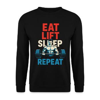 Eat Lift Sleep Repeat Fitness Chemise de musculation - Sweat-shirt Unisexe - noir - Devant - Alina (178cm) & Michal (187cm)