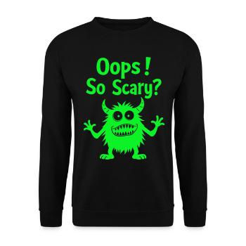 Oops! So Scary? Funny Monster - Unisex Sweatshirt - black - Front - Alina (178cm) & Michal (187cm)