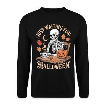 Squelette avec chemise d’Halloween citrouille - Sweat-shirt Unisexe - noir - Devant - Alina (178cm) & Michal (187cm)