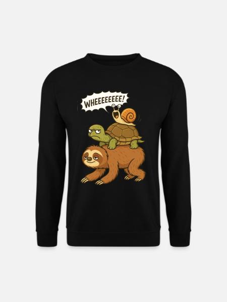 Dovendyr, Skildpadde, Snegl, Sjove Dyr - Unisex sweater - sort