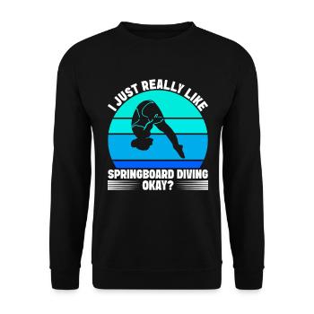 Kunstspringen Turmspringer Sprungbrett - Unisex Pullover - Schwarz - Vorne - Alina (178cm) & Michal (187cm)
