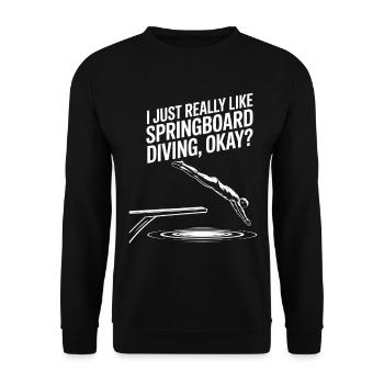 Kunstspringen Turmspringer Sprungbrett - Unisex Pullover - Schwarz - Vorne - Alina (178cm) & Michal (187cm)