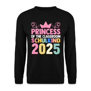 Kita Abschied Erste Klasse Einschulung 2025 - Unisex Pullover - Schwarz - Vorne - Alina (178cm) & Michal (187cm)