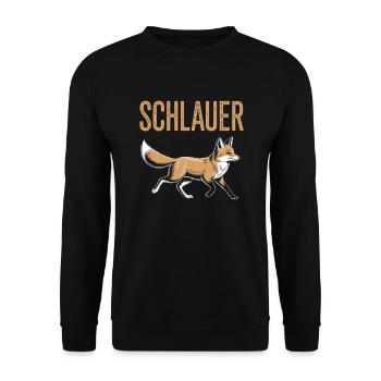 Schlauer Fuchs – Ironisch & Clever - Unisex Pullover - Schwarz - Vorne - Alina (178cm) & Michal (187cm)