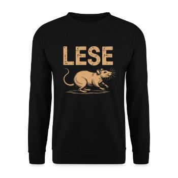 Leseratte – Bücherwurm & Lesezeichen-Fan - Unisex Pullover - Schwarz - Vorne - Alina (178cm) & Michal (187cm)