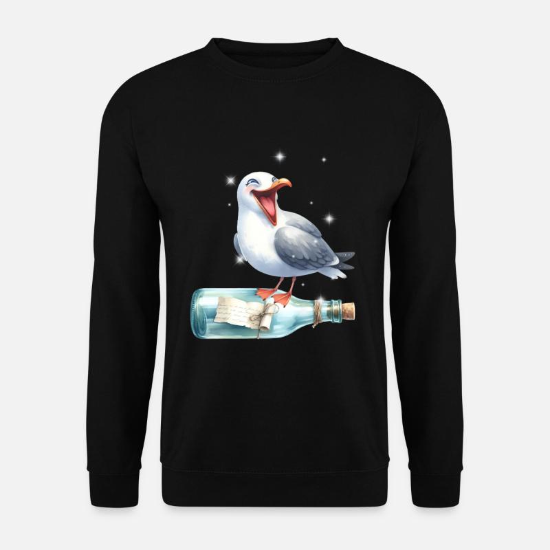 maritim Möwe Flaschenpost Möwen - Unisex Pullover - Schwarz
