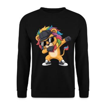 Dabbing Lion avec casquette – Kids Street Style - Sweat-shirt Unisexe - noir - Devant - Alina (178cm) & Michal (187cm)