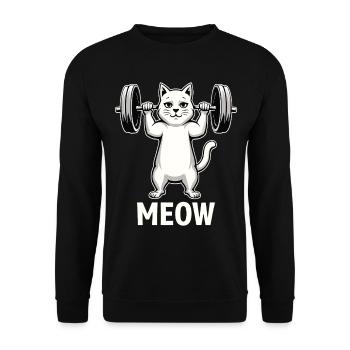 "Meow" - Strong cat during a workout - Unisex Sweatshirt - black - Front - Alina (178cm) & Michal (187cm)