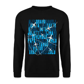 Pilot Aviation Alphabet Air Traffic Controller Airplane - Unisex Sweatshirt - black - Front - Alina (178cm) & Michal (187cm)