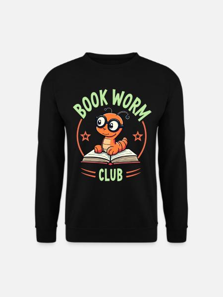 Book Worm Club - Lesender Wurm - Unisex Pullover - Schwarz