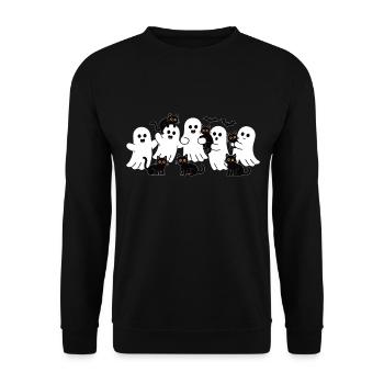 Ghost & Cat – Halloween Fun - Unisex Sweatshirt - black - Front - Alina (178cm) & Michal (187cm)