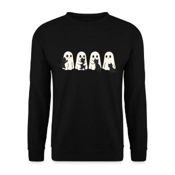 Ghost & Cat – Halloween Fun - Unisex Sweatshirt - black - Front - Alina (178cm) & Michal (187cm)